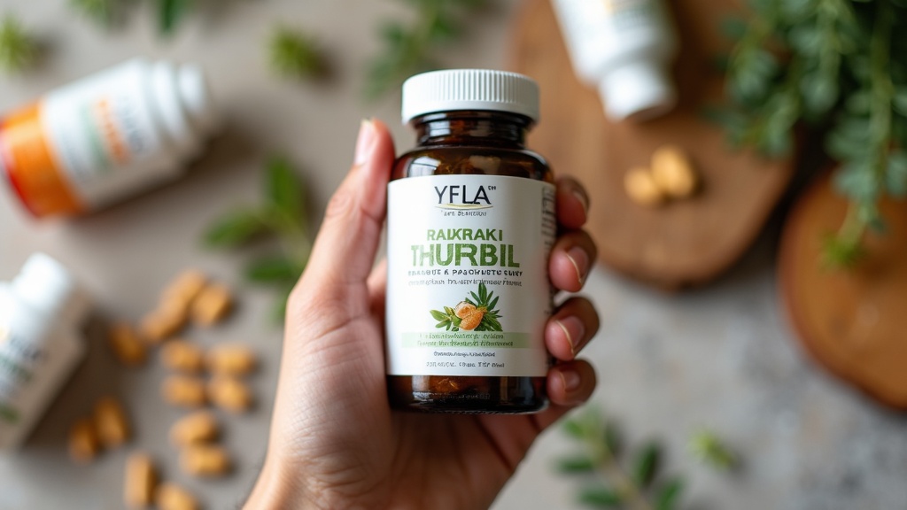 A selection of common herbal supplements including turmeric, echinacea, and ginkgo in bottles on a wooden table